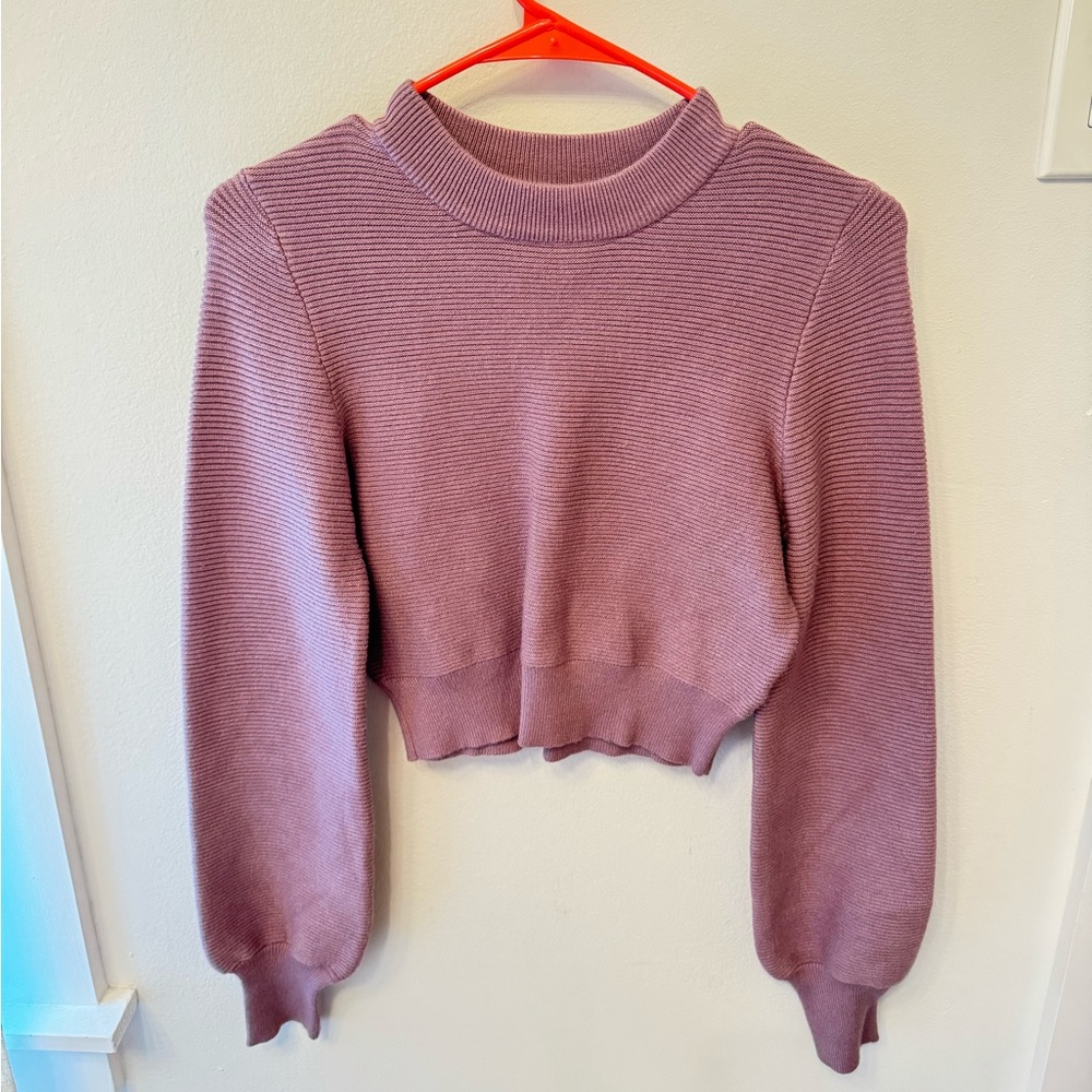 Lavender Crew Neck Cropped Sweater